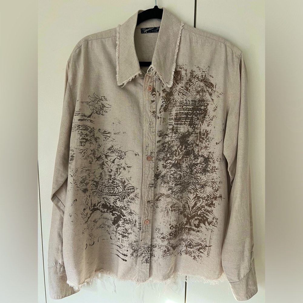 Howe Men’s raw denim distressed western style shirt